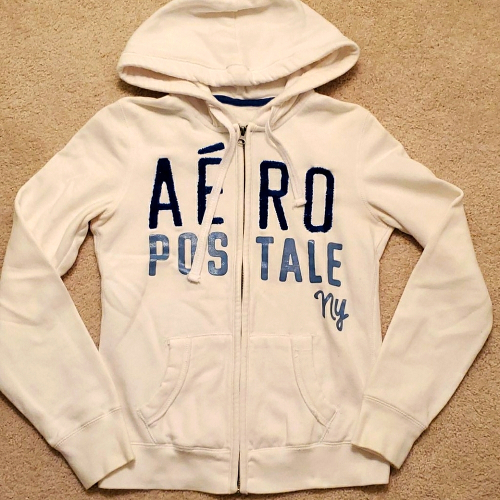 Aeropostle M white zippered sweat jacket